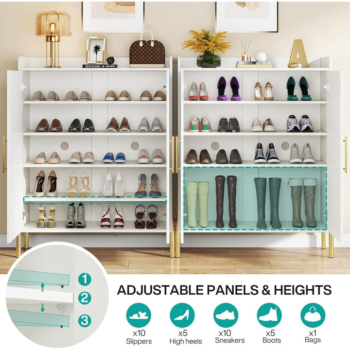 Tribesigns 6-Tier Large Shoe Cabinet, 30 Pairs Modern Entryway Shoe Storage Cabinet with Doors and Shelves for Image 6