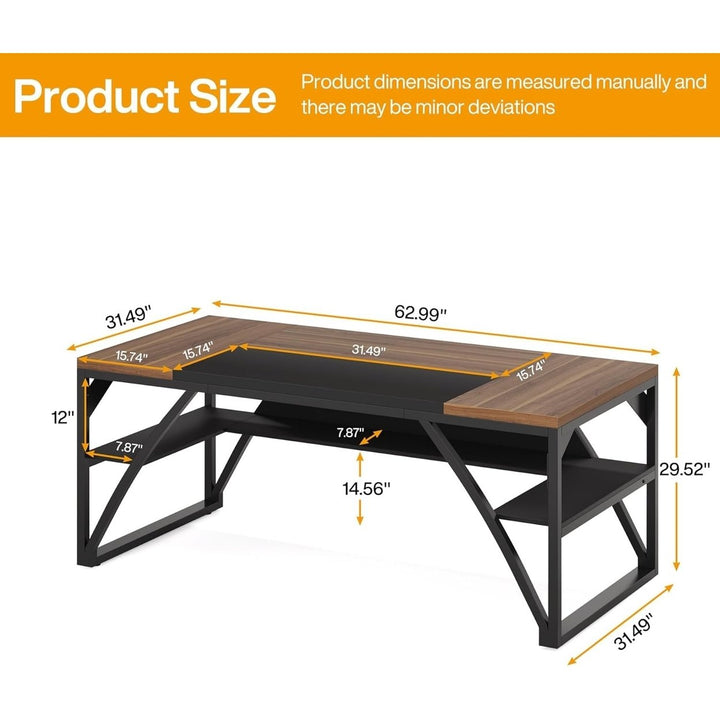 Tribesigns 63" Large Office Computer Desk with Bottom Shelves, Modern Executive Desk with Thickened Frame and Board,Home Image 6