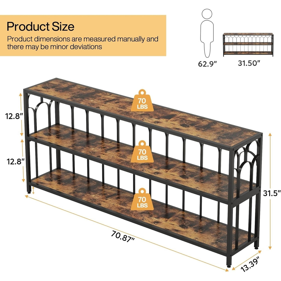 Tribesigns 70.87" Industrial Console Table Narrow Sofa Table with 3-Tier Shelves Image 6