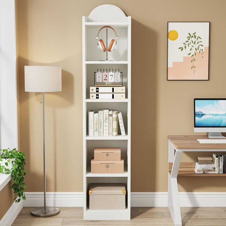 Tribesigns Narrow Bookshelf, Tall Skinny 5 Cube Storage Organizer Bookcase, Slim 6-Shelf Shelving Unit for Small Image 2