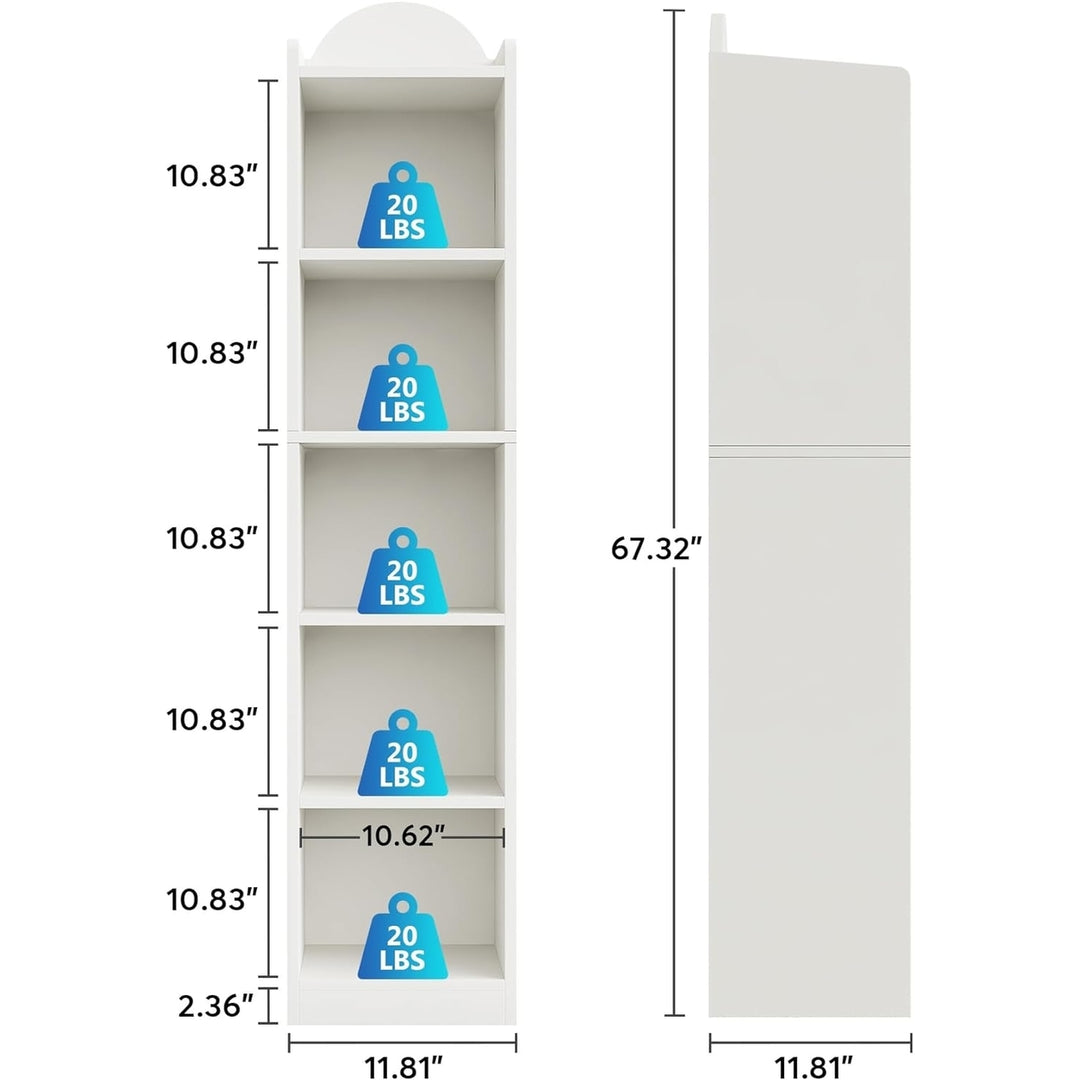 Tribesigns Narrow Bookshelf, Tall Skinny 5 Cube Storage Organizer Bookcase, Slim 6-Shelf Shelving Unit for Small Image 5