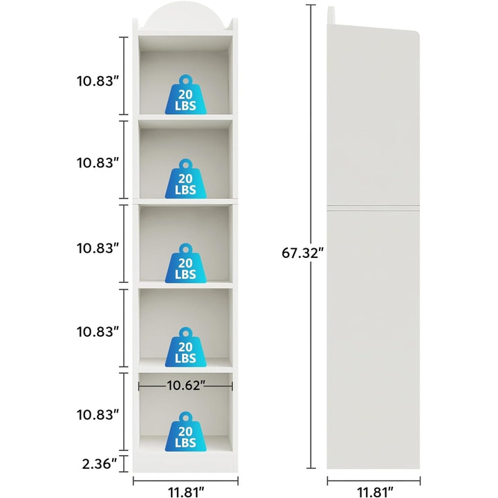 Tribesigns Narrow Bookshelf, Tall Skinny 5 Cube Storage Organizer Bookcase, Slim 6-Shelf Shelving Unit for Small Image 5