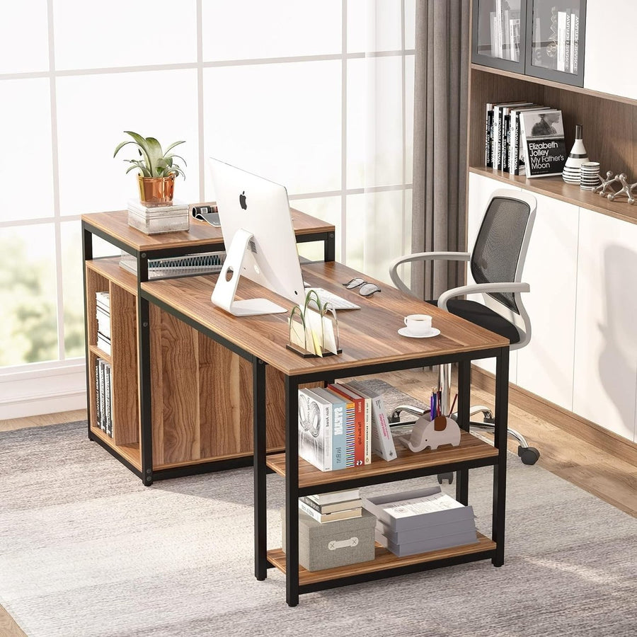 Tribesigns 70 Inch Extra Large Computer Desk with Storage Shelf for Home Office Image 1