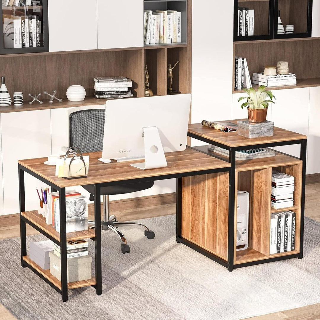 Tribesigns 70 Inch Extra Large Computer Desk with Storage Shelf for Home Office Image 3