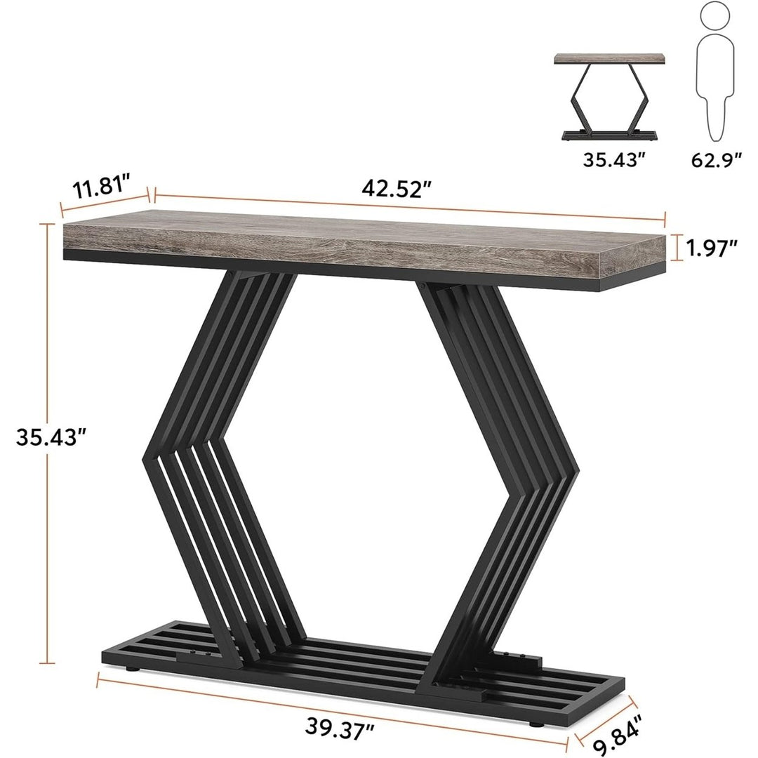 Tribesigns 42 Inch Modern Console Table Black Faux Marble Geometric Metal Base Image 11