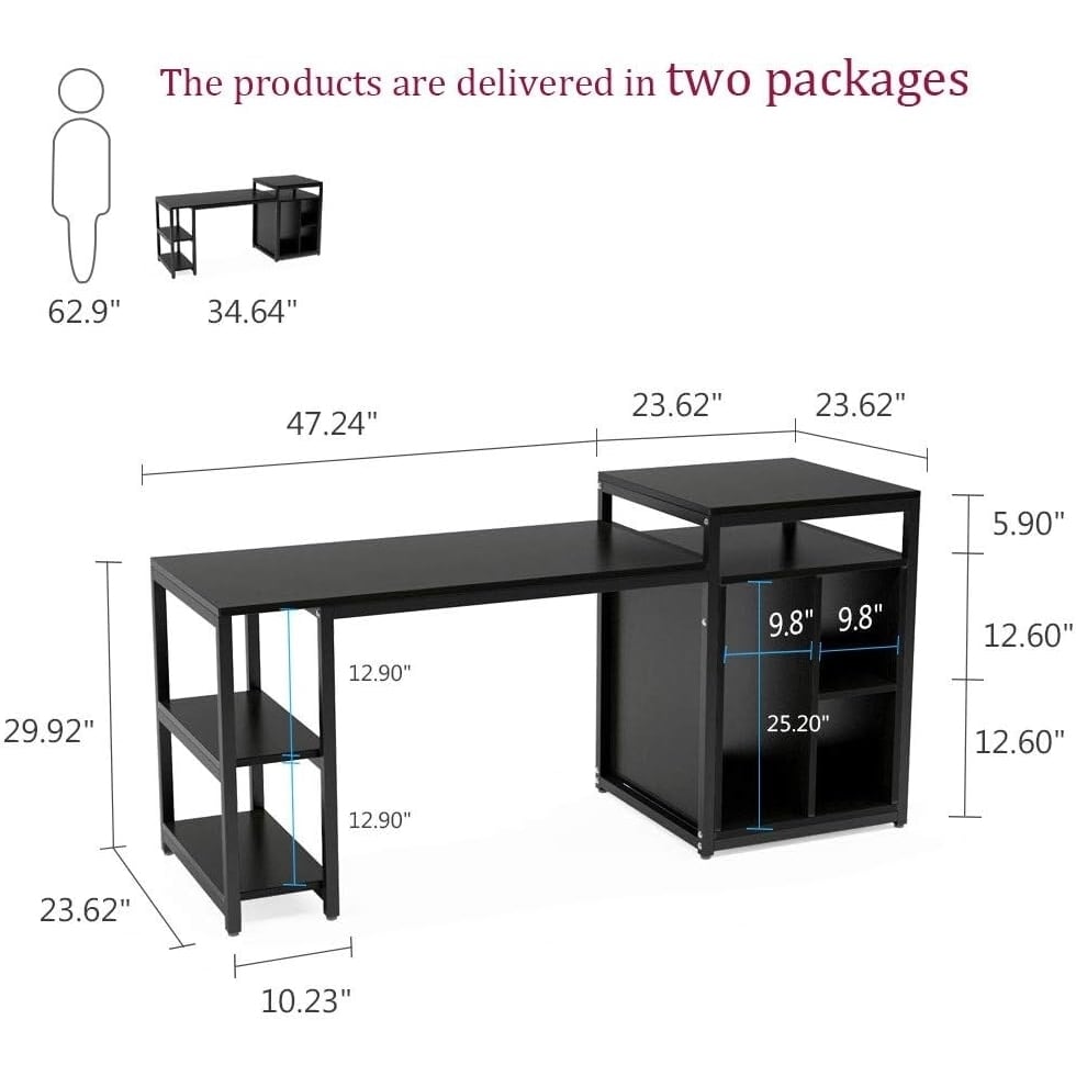 Tribesigns 70 Inch Extra Large Computer Desk with Storage Shelf for Home Office Image 12