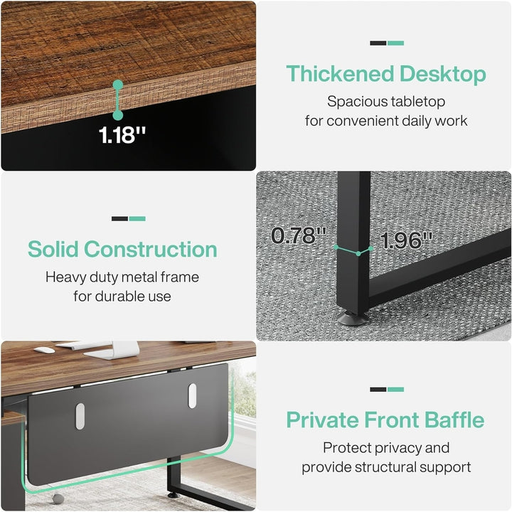 Tribesigns L Shaped Executive Desk with File Drawer, Office Desk with Cabinet Storage Shelves for Home Office Image 6