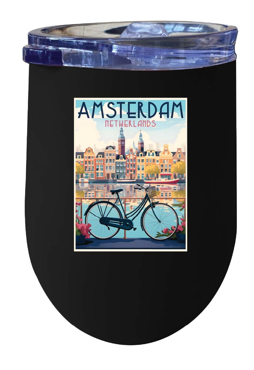 Amsterdam Netherlands Design A Souvenir 12 oz Insulated Wine Stainless Steel Tumbler Image 1