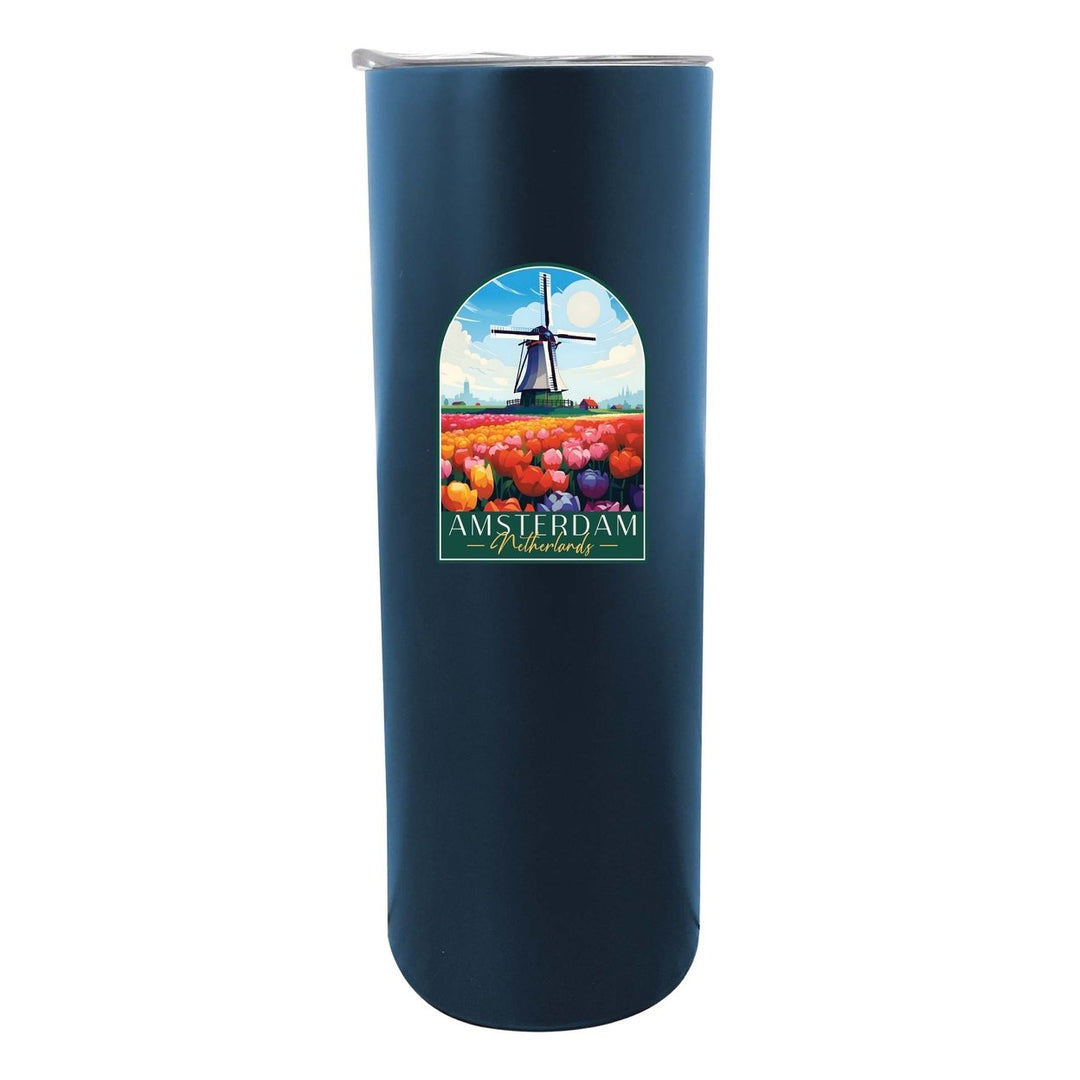 Amsterdam Netherlands Design B Souvenir 20 oz Insulated Stainless Steel Skinny Tumbler Image 1