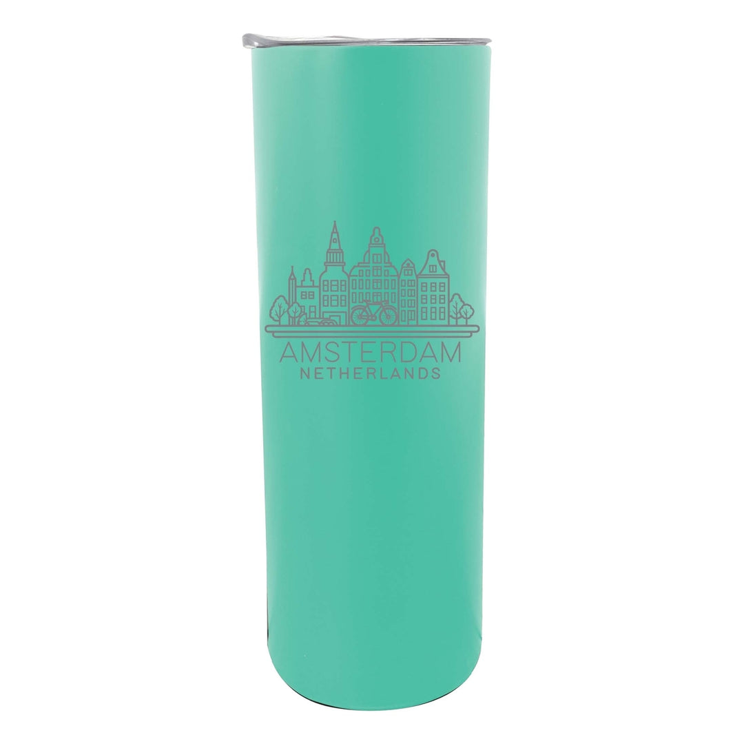 Amsterdam Netherlands Souvenir 20 oz Engraved Insulated Stainless Steel Skinny Tumbler Image 2