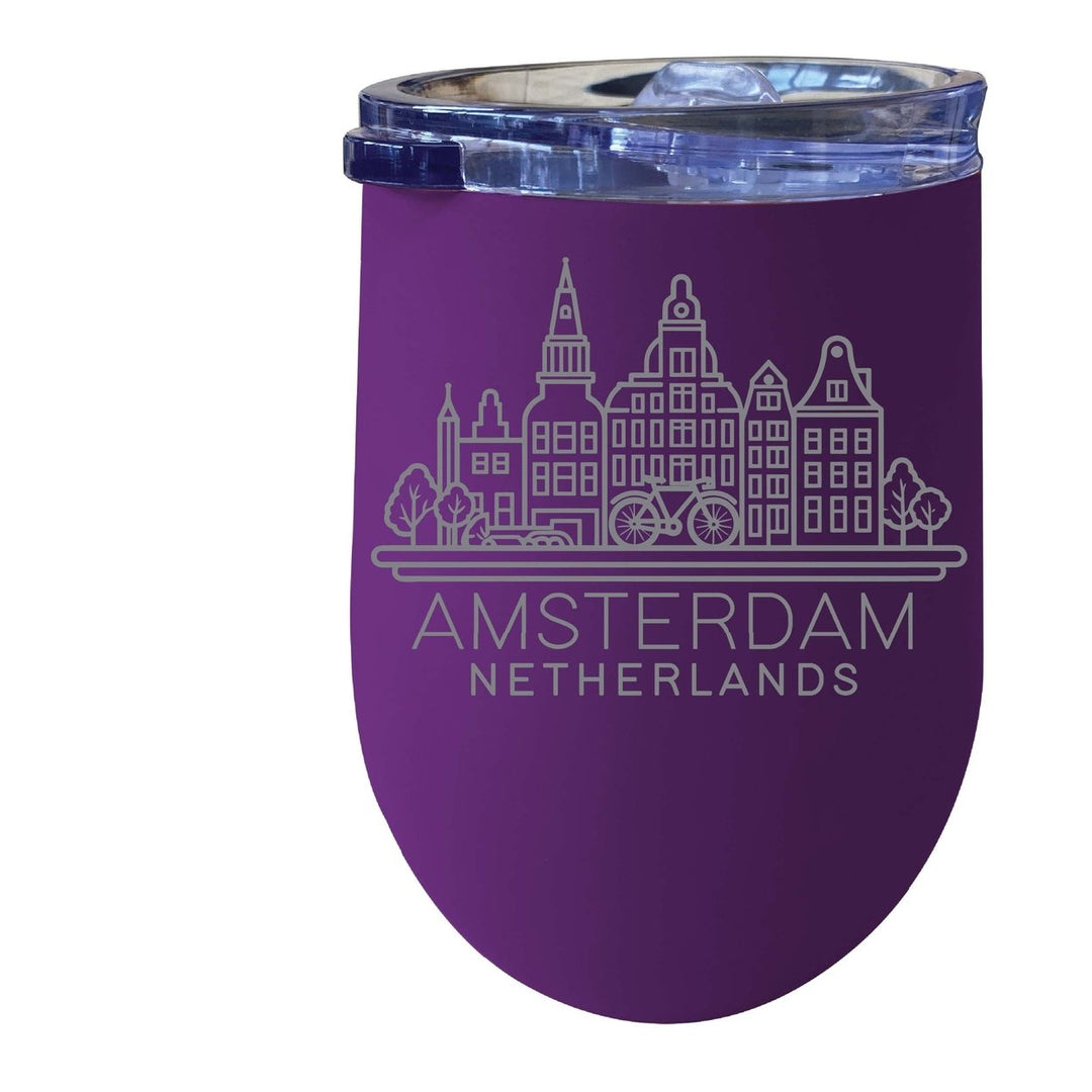 Amsterdam Netherlands Souvenir 12 oz Engraved Insulated Wine Stainless Steel Tumbler Image 4