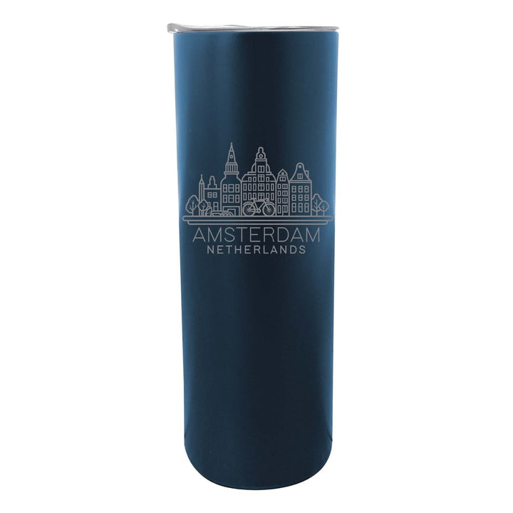 Amsterdam Netherlands Souvenir 20 oz Engraved Insulated Stainless Steel Skinny Tumbler Image 1