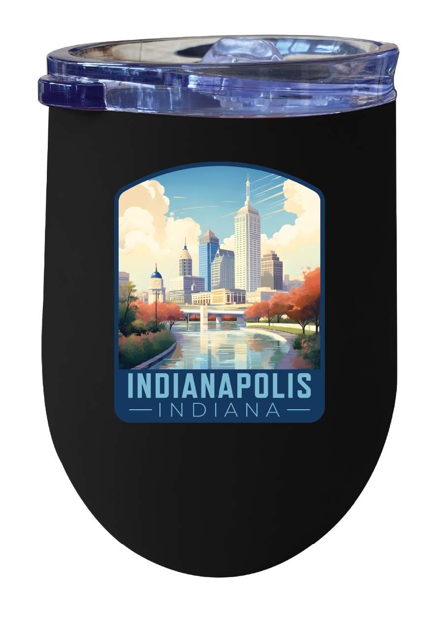 Indianapolis Indiana Design A Souvenir 12 oz Insulated Wine Stainless Steel Tumbler Image 1