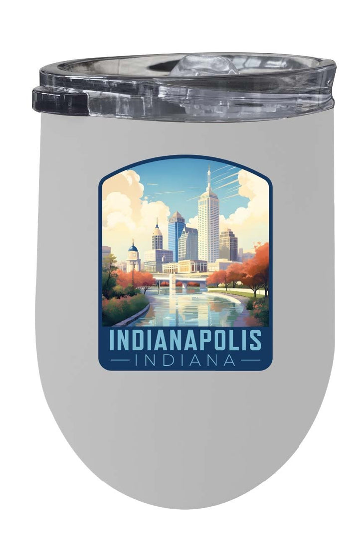 Indianapolis Indiana Design A Souvenir 12 oz Insulated Wine Stainless Steel Tumbler Image 2