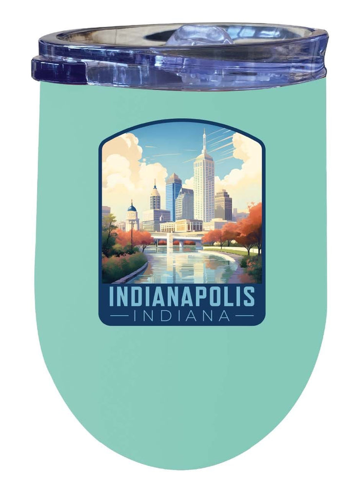 Indianapolis Indiana Design A Souvenir 12 oz Insulated Wine Stainless Steel Tumbler Image 3