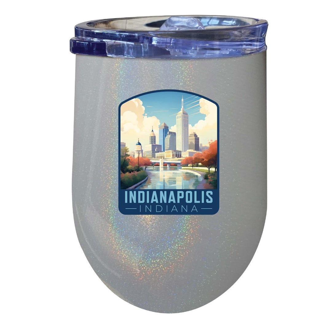 Indianapolis Indiana Design A Souvenir 12 oz Insulated Wine Stainless Steel Tumbler Image 1