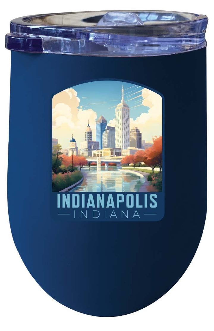 Indianapolis Indiana Design A Souvenir 12 oz Insulated Wine Stainless Steel Tumbler Image 5