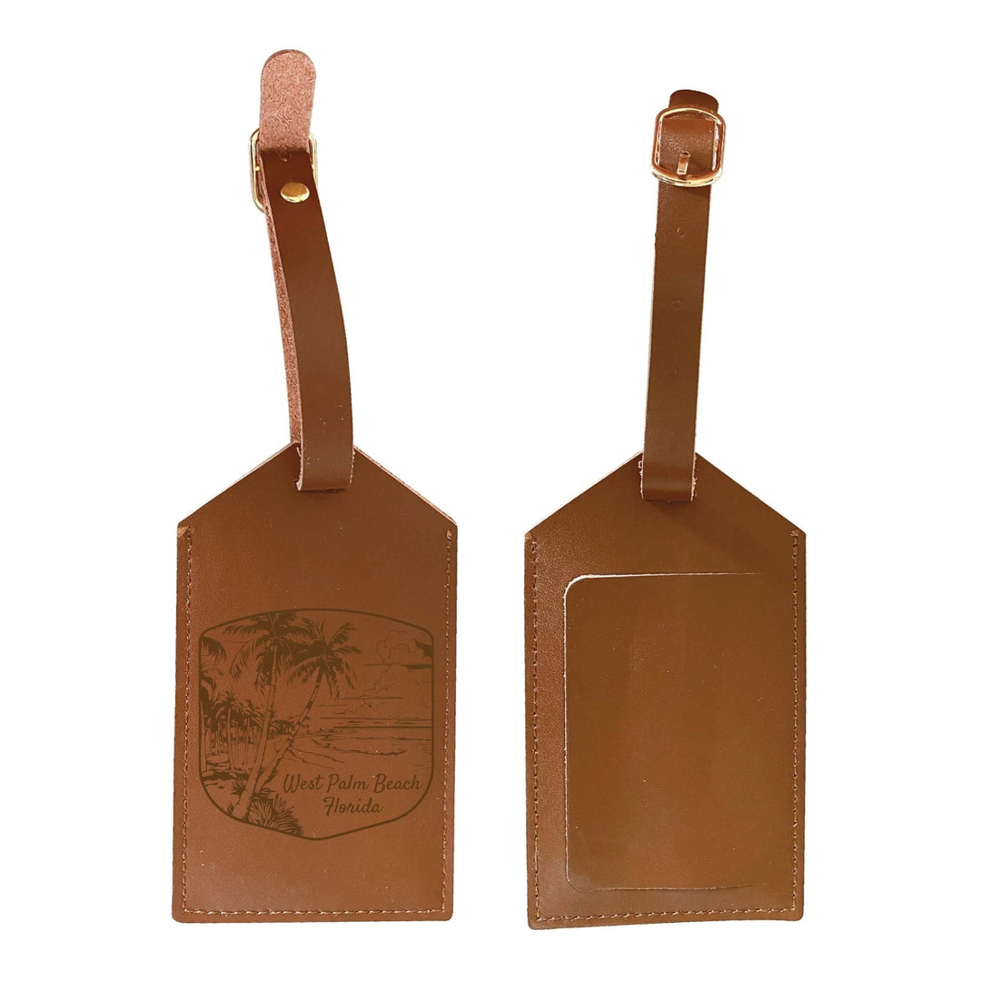 West Palm Beach Souvenir Engraved Leather Luggage Tag Image 1