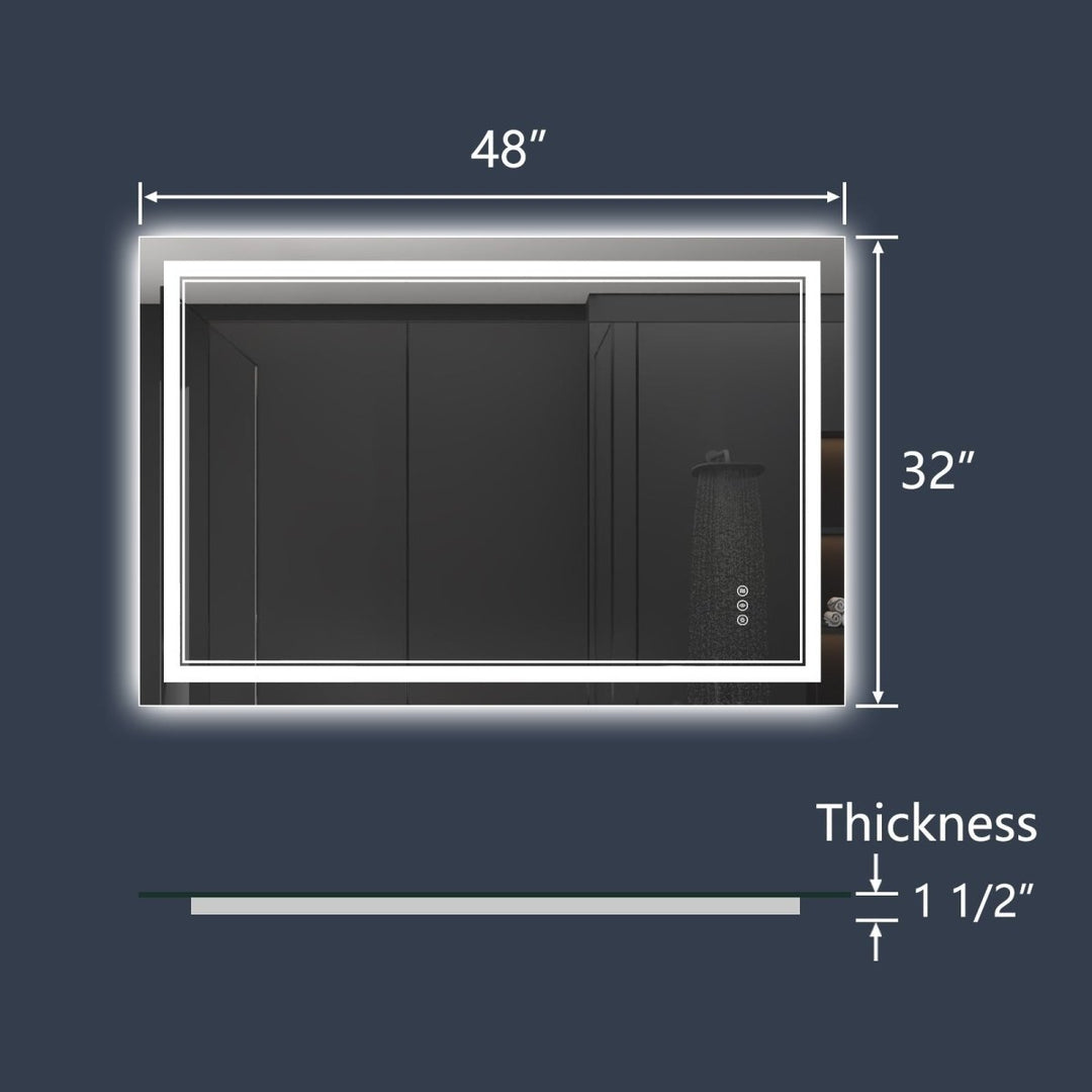 Linea 84" W x 32" H LED Heated Bathroom Mirror,Anti Fog,Dimmable,Front-Lighted and Backlit, Tempered Glass Image 2