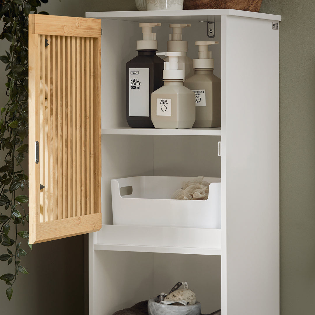 Haotian BZR127-W Linen Storage Shelf with 2 Doors Free-Standing Organizer Image 3