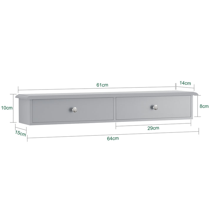 Haotian FRG43-HG White Floating Desk 2 Drawers Modern Rectangular 25x5.9 in Image 3