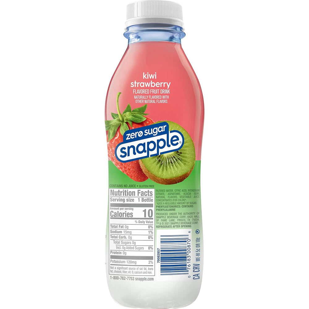 SNAPPLE Kiwi Strawberry - Zero Sugar, 473ml (Pack of 12 Bottles) Image 2