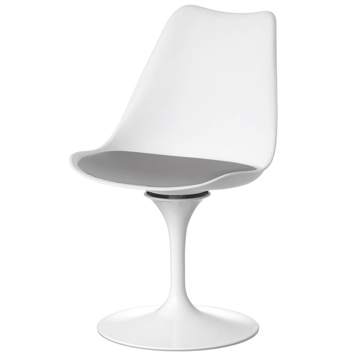 Mid-Century Modern Swivel Tulip Side Chair White Cushioned Accent Chair 30.75 in Image 2