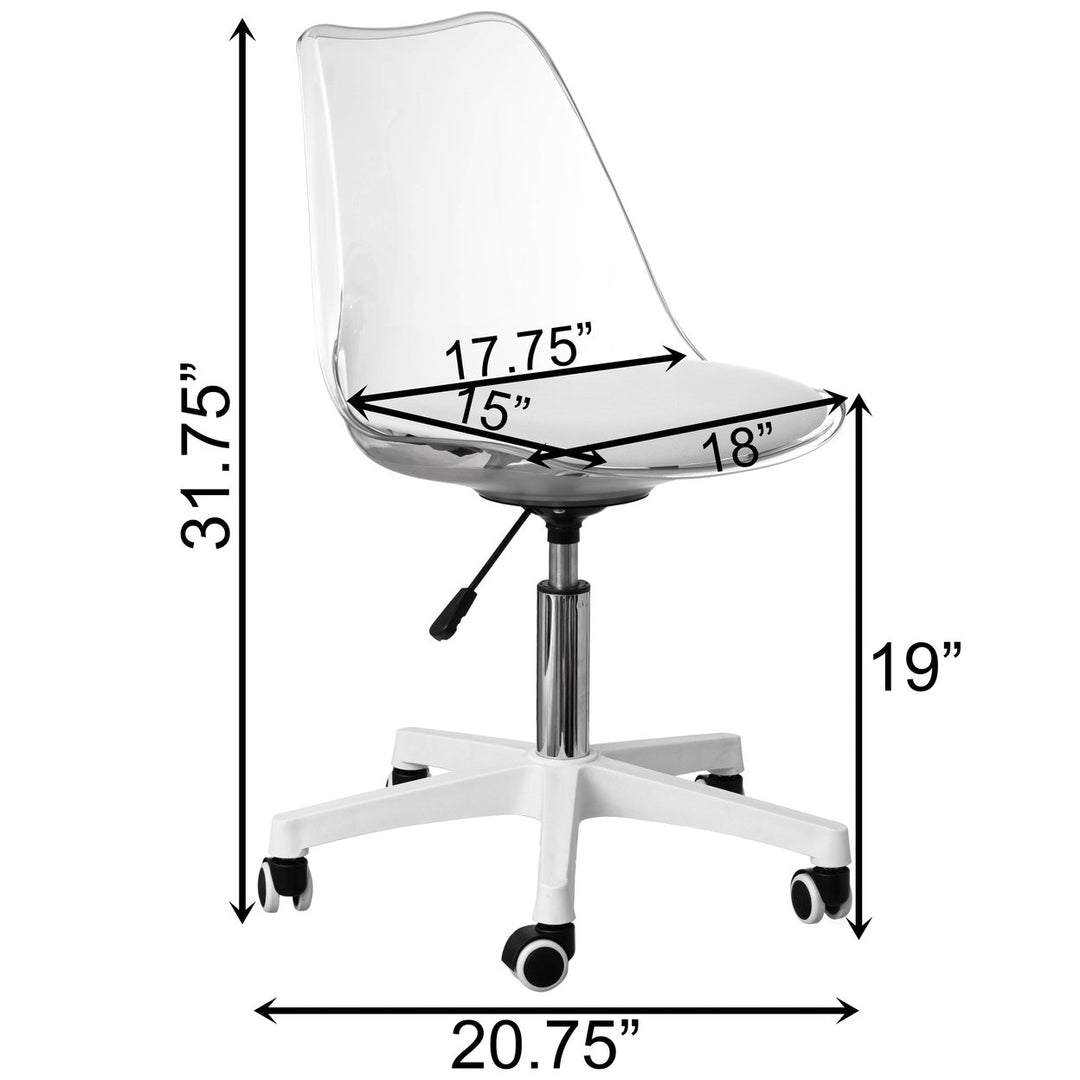 Acrylic Desk Chair, Armless Office Chair, Height Adjustable, Rolling Chair, Modern Ghost Chair, Perfect for Home Office Image 8