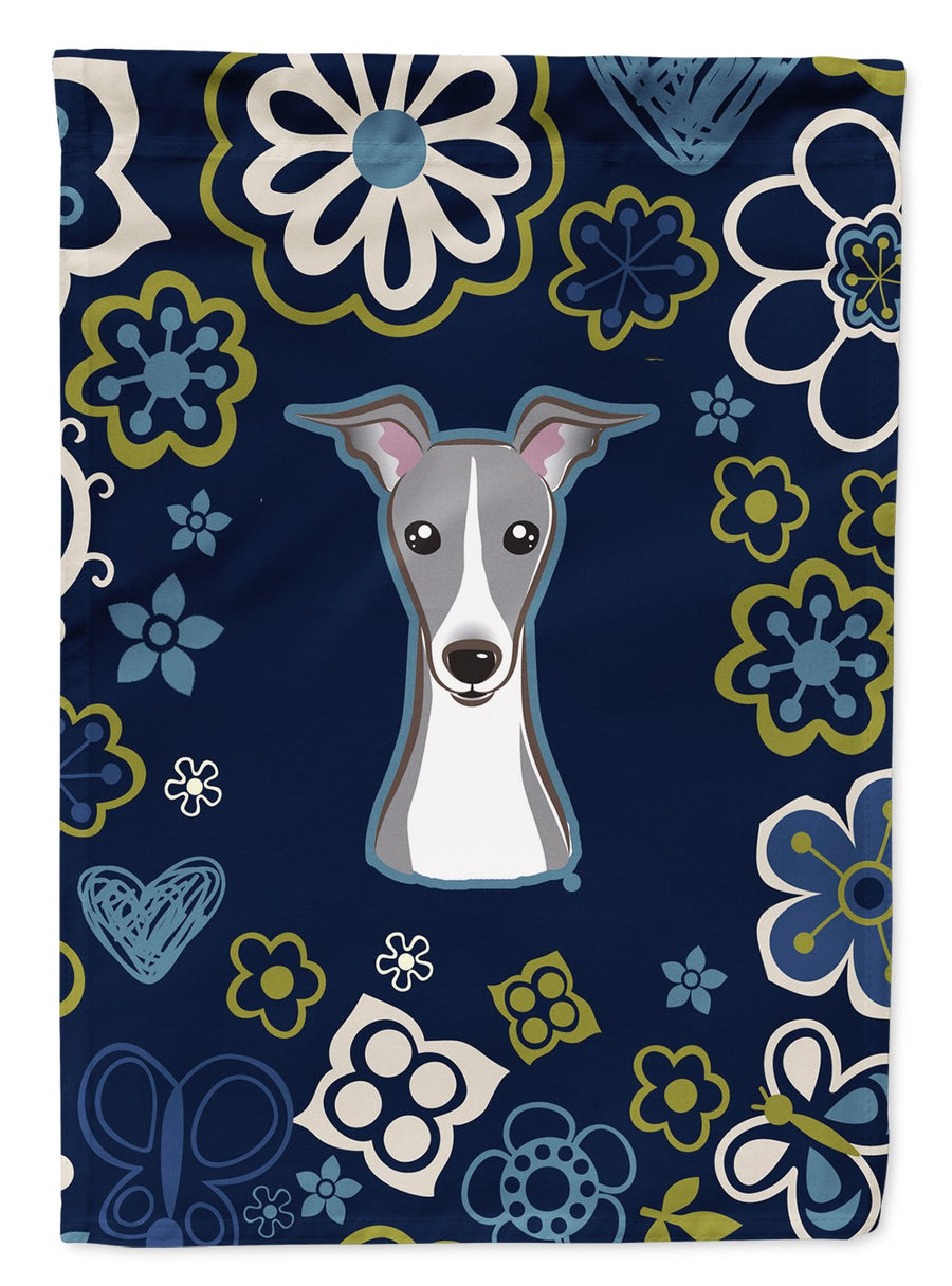 Carolines Treasures Blue Flowers Italian Greyhound Flag Garden Size , Small, multicolor Image 1