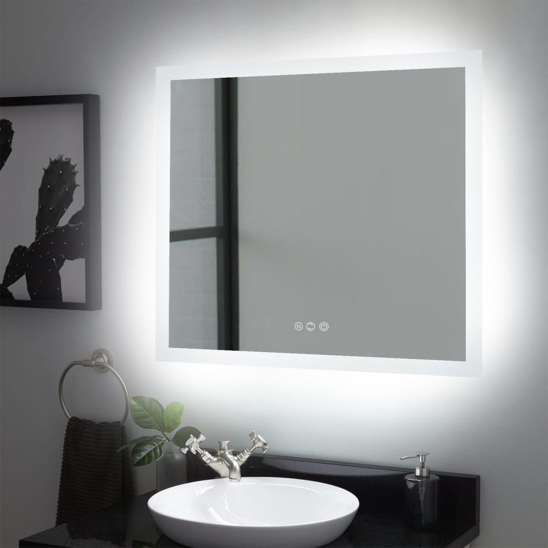 ES-DIY 35X35 LED Bathroom Mirror Anti-Fog Dimmable Lighted Vanity Mirror Image 2