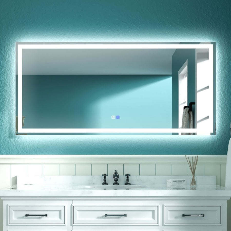 ES-DIY 60X28 LED Bathroom Mirror with Lights,Anti-Fog,Dimmable,Lighted Bathroom Vanity Mirror for Wall Image 1