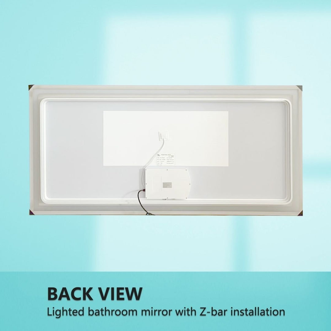 ES-DIY 60X28 LED Bathroom Mirror with Lights,Anti-Fog,Dimmable,Lighted Bathroom Vanity Mirror for Wall Image 3