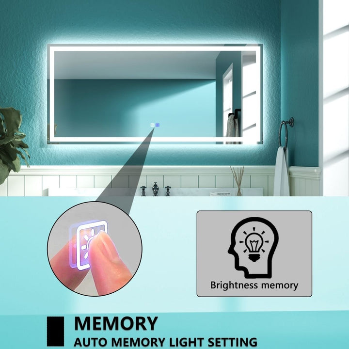 ES-DIY 60X28 LED Bathroom Mirror with Lights,Anti-Fog,Dimmable,Lighted Bathroom Vanity Mirror for Wall Image 7