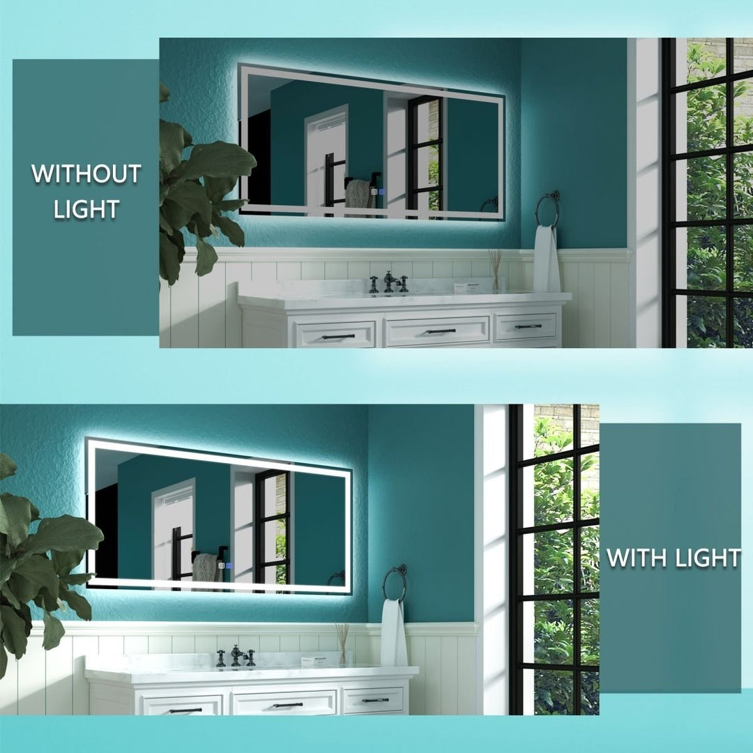 ES-DIY 60X28 LED Bathroom Mirror with Lights,Anti-Fog,Dimmable,Lighted Bathroom Vanity Mirror for Wall Image 9