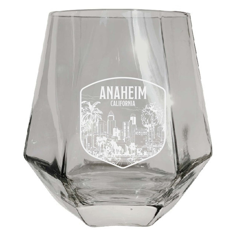 Anaheim California Souvenir Stemless Diamond Wine Glass Engraved 15 oz Image 1