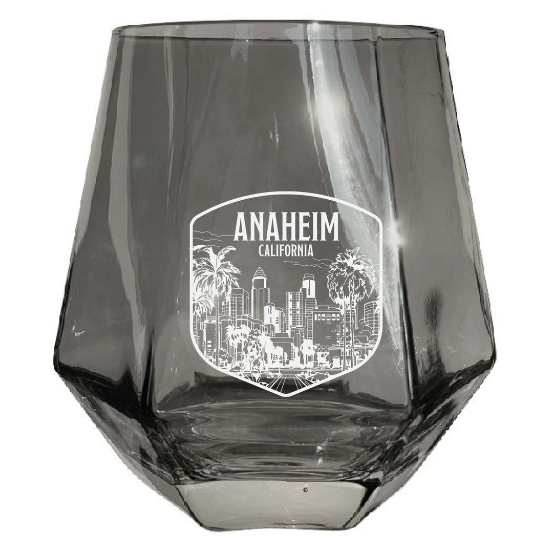 Anaheim California Souvenir Stemless Diamond Wine Glass Engraved 15 oz Image 2