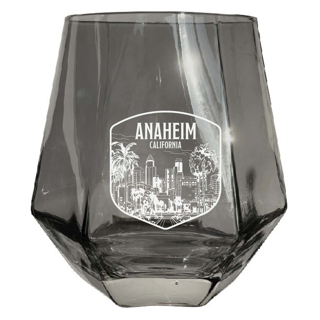 Anaheim California Souvenir Stemless Diamond Wine Glass Engraved 15 oz Image 1