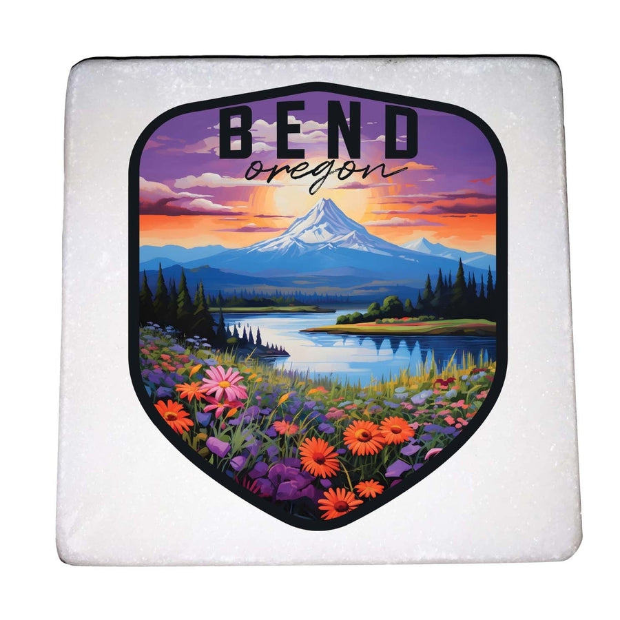 Bend Oregon Design A Souvenir 4x4-Inch Coaster Marble 4 Pack Image 1