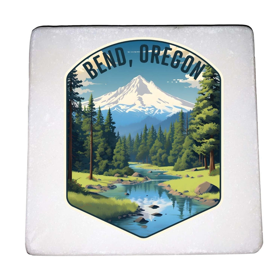 Bend Oregon Design B Souvenir 4x4-Inch Coaster Marble 4 Pack Image 1