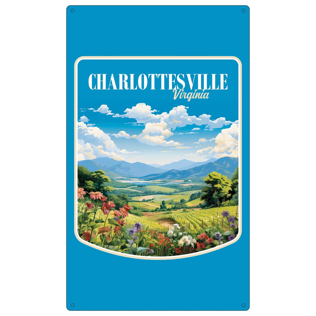 Charlottesville Virginia Design A Souvenir Metal Sign 9 x 15 Image 1