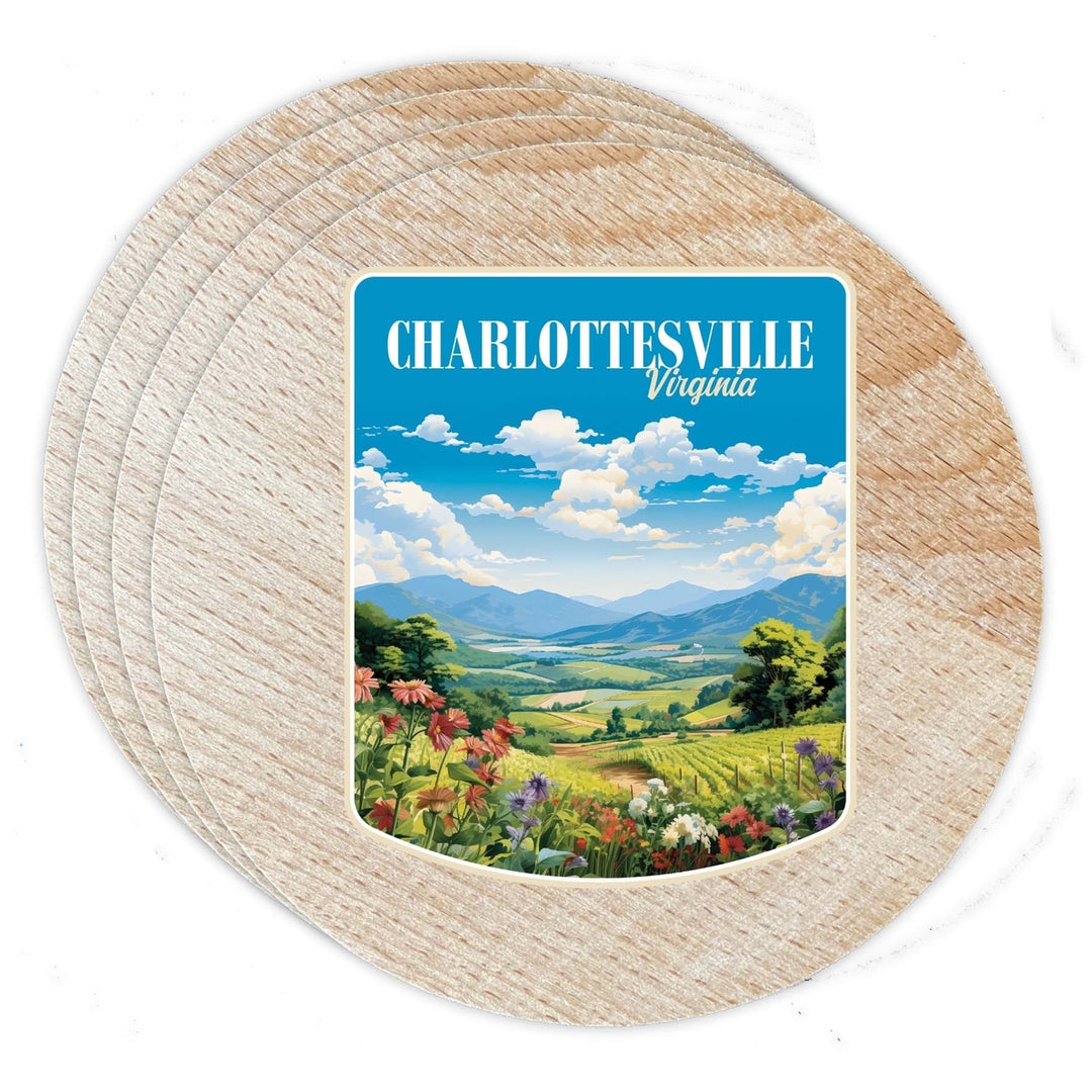 Charlottesville Virginia Design A Souvenir Coaster Wooden 3.5 x 3.5-Inch 4 Pack Image 1