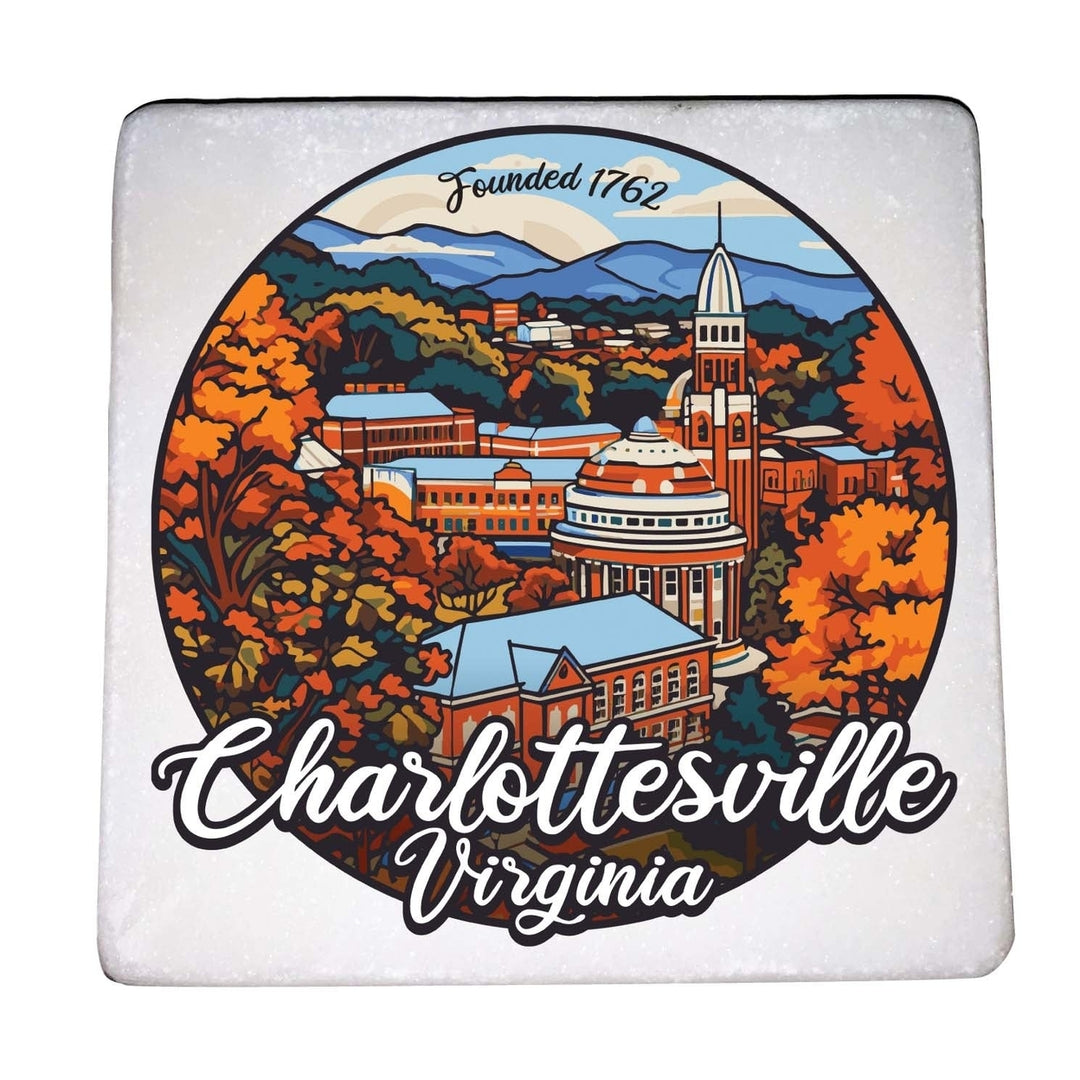 Charlottesville Virginia Design C Souvenir 4x4-Inch Coaster Marble 4 Pack Image 1