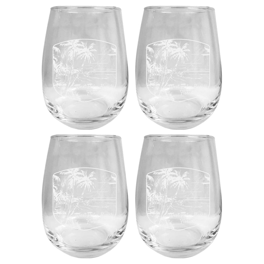 West Palm Beach Souvenir 15 oz Engraved Stemless Wine Glass 4-Pack Image 1