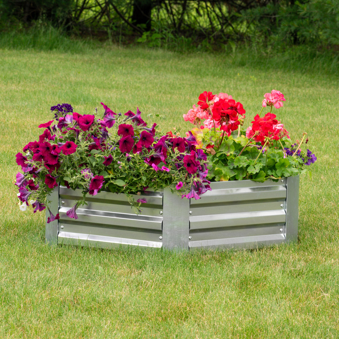 Sunnydaze Hexagon Galvanized Steel Raised Planter Bed - Silver Image 4