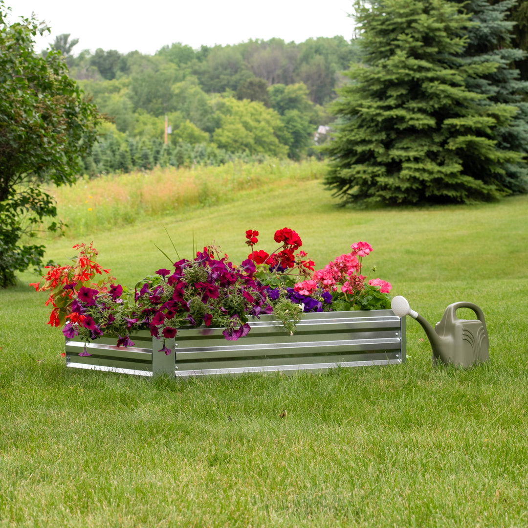 Sunnydaze Rectangle Galvanized Steel Raised Planter Bed - 4 x 3 ft - Silver Image 4