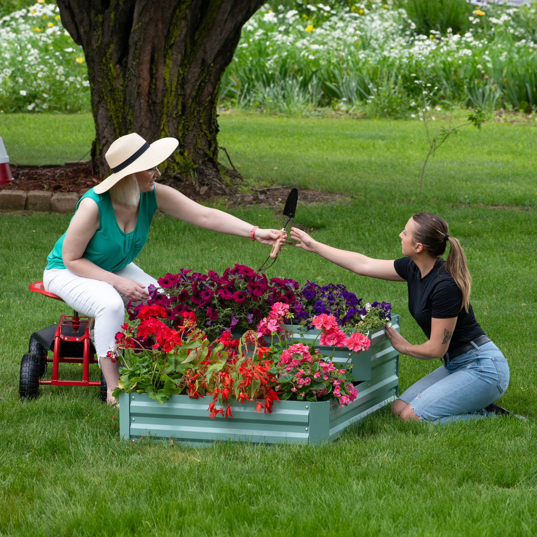 Sunnydaze 2-Tier Galvanized Steel Raised Garden Bed - 17.75 in H - Green Image 6