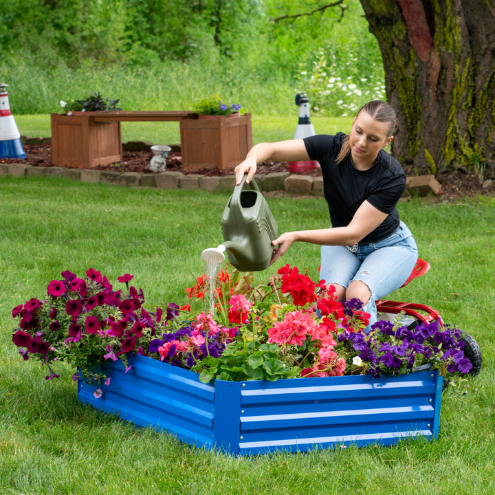 Sunnydaze Rectangle Galvanized Steel Raised Planter Bed - 4 x 3 ft - Blue Image 6