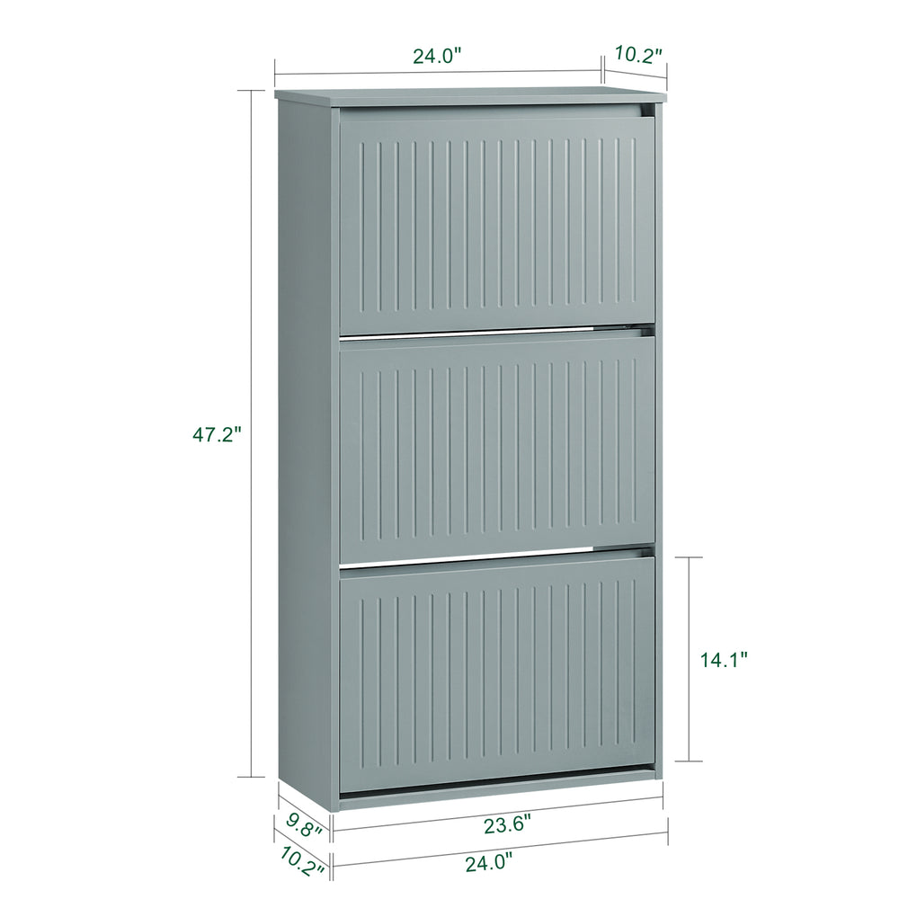 Haotian FSR165-H-HG Shoe Storage Cabinet 12 Pair Flip Down Modern Design Wood Image 2