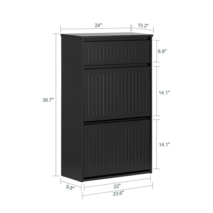 Haotian FSR165-SCH 8 Pair Flip Down Shoe Storage Cabinet Modern Hallway Furniture Image 3