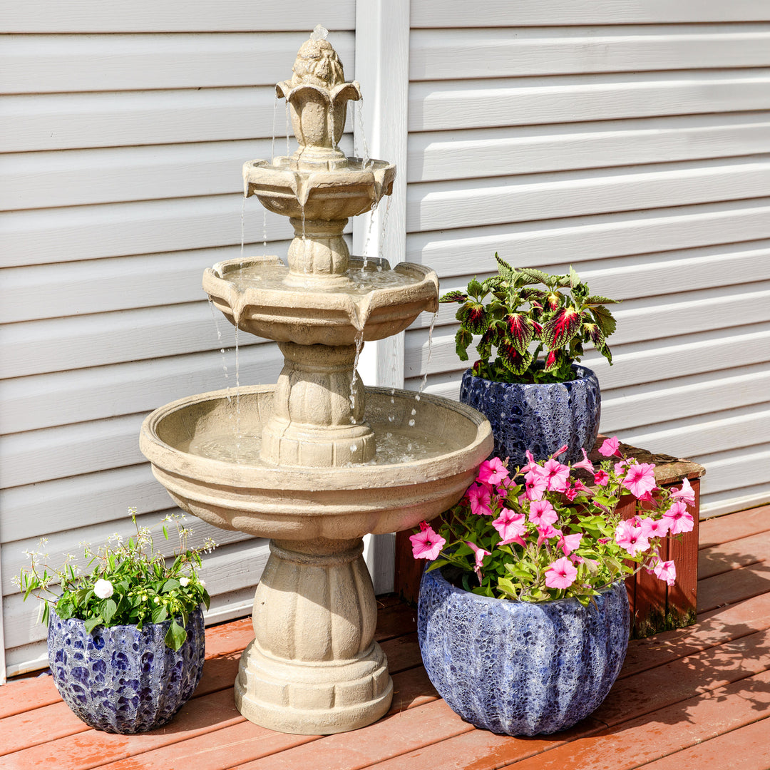 Sunnydaze Fiberglass Outdoor 3-Tier Water Fountain Image 2